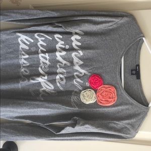 Grey long sleeve shirt w/flower detailing